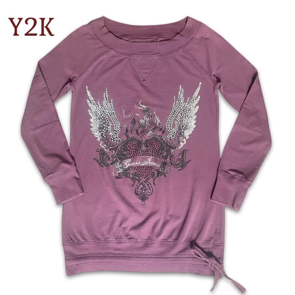 Guess Purple Long Sleeve Top with Sequin Design